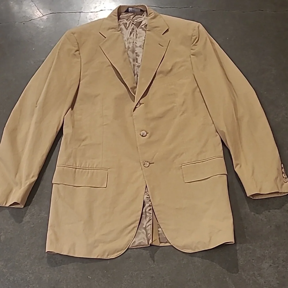 POLO BY RALPH LAUREN TAN 100% COTTON SPORT COAT BLAZER MADE IN ITALY - Picture 3 of 14